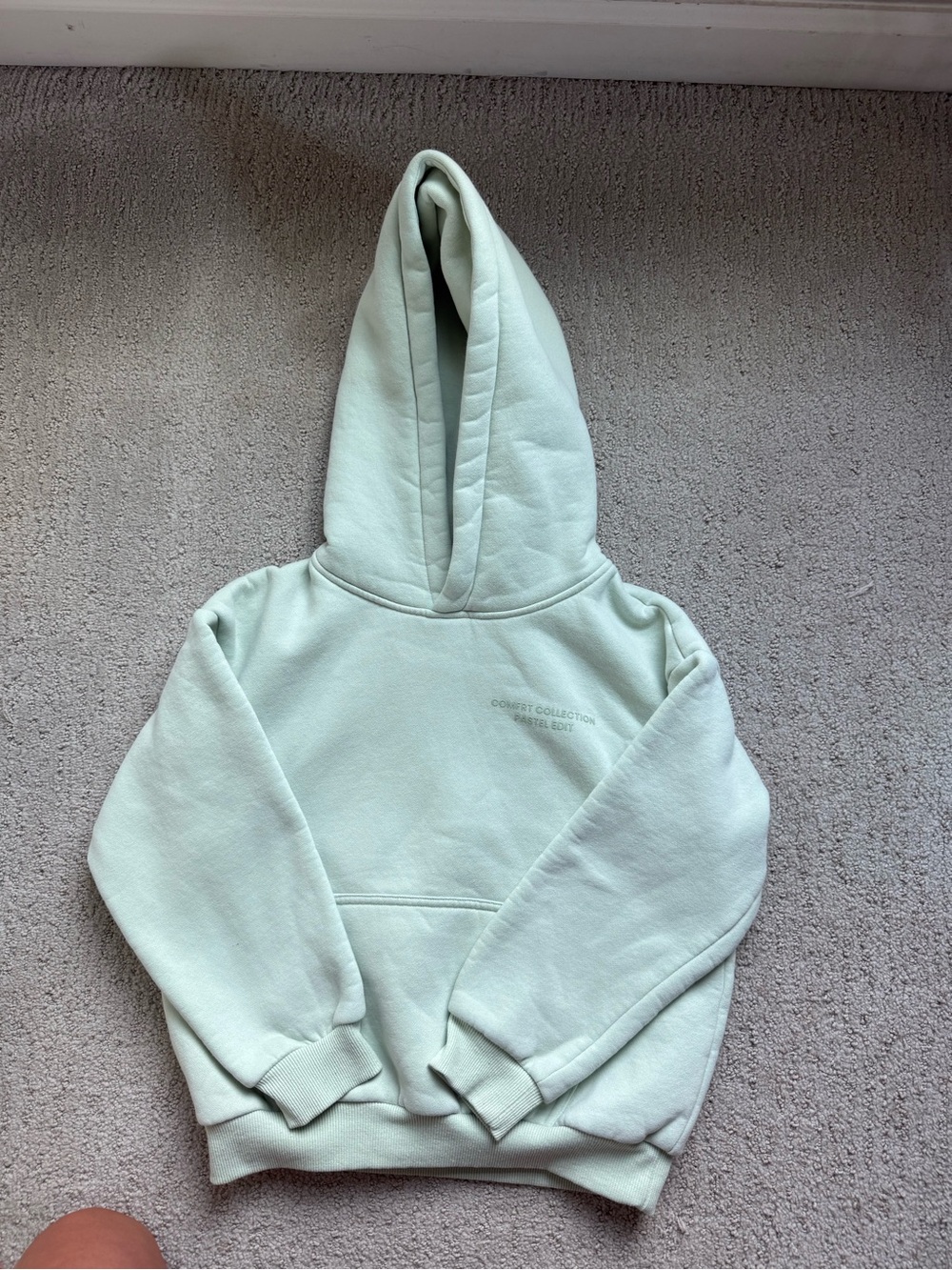 Kids Mint Green Pullover Hoodie with Subtle Logo